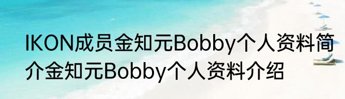 IKON成员金知元Bobby个人资料简介金知元Bobby个人资料介绍