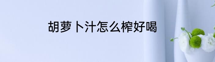 胡萝卜汁怎么榨好喝
