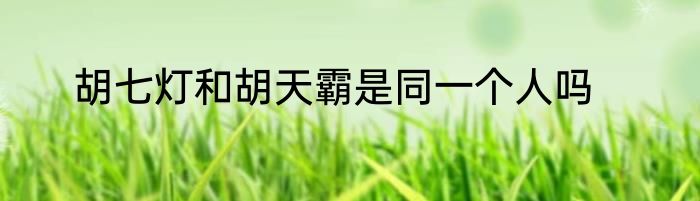 胡七灯和胡天霸是同一个人吗
