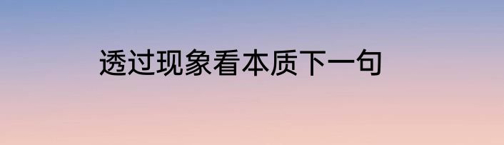 透过现象看本质下一句