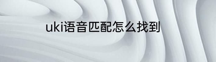 uki语音匹配怎么找到