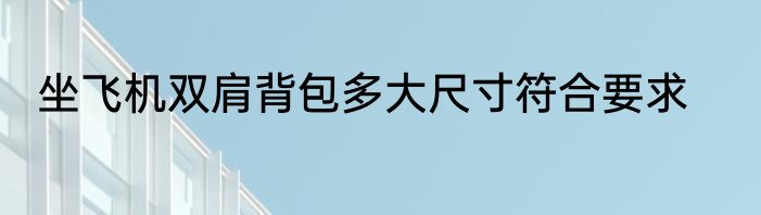 坐飞机双肩背包多大尺寸符合要求