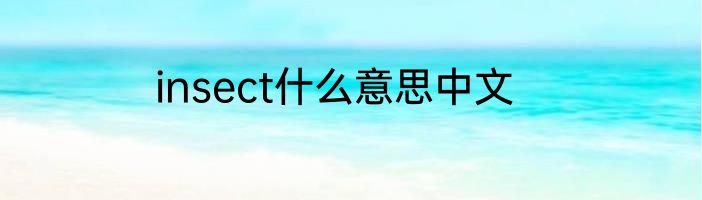 insect什么意思中文