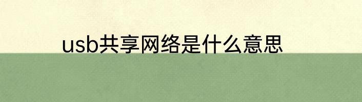 usb共享网络是什么意思