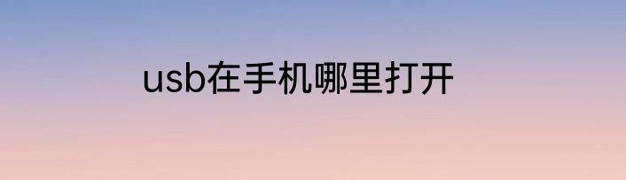 usb在手机哪里打开
