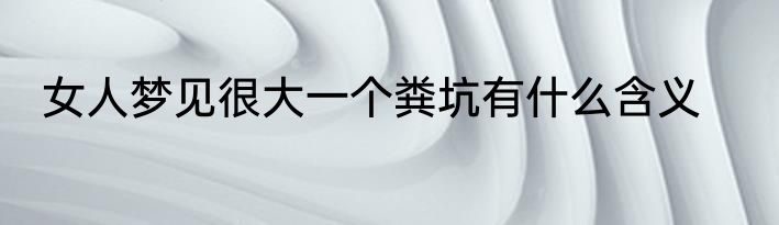 女人梦见很大一个粪坑有什么含义