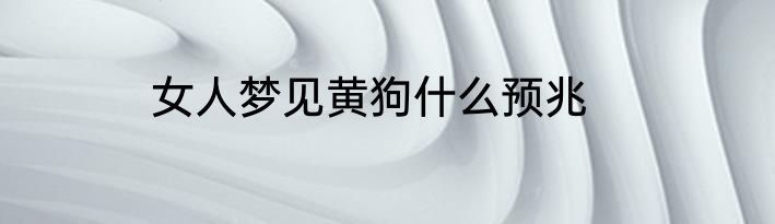 女人梦见黄狗什么预兆