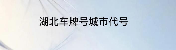 湖北车牌号城市代号