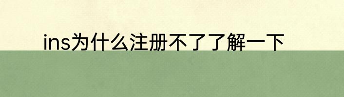 ins为什么注册不了了解一下