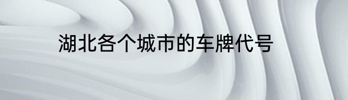 湖北各个城市的车牌代号
