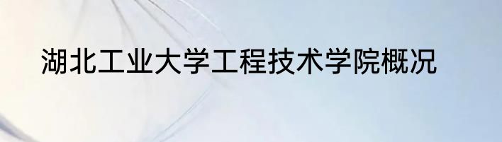 湖北工业大学工程技术学院概况