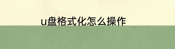 u盘格式化怎么操作