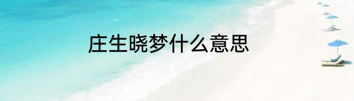 庄生晓梦什么意思