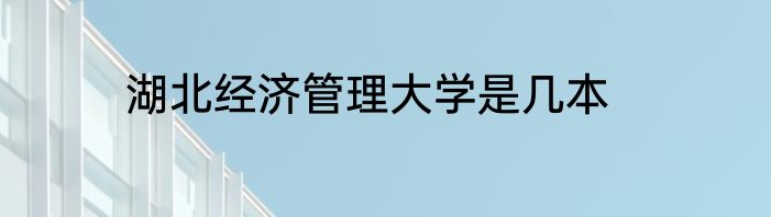 湖北经济管理大学是几本