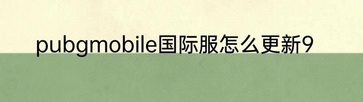 pubgmobile国际服怎么更新9