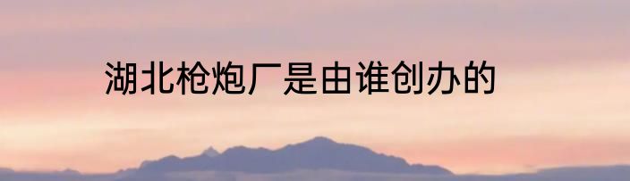 湖北枪炮厂是由谁创办的
