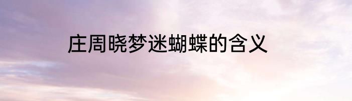 庄周晓梦迷蝴蝶的含义