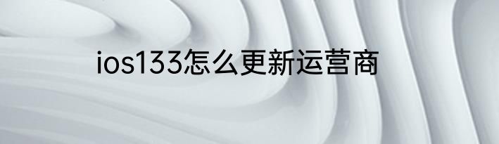 ios133怎么更新运营商