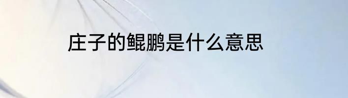 庄子的鲲鹏是什么意思