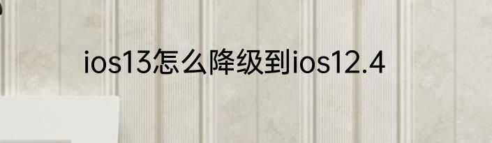 ios13怎么降级到ios12.4