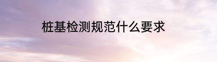 桩基检测规范什么要求