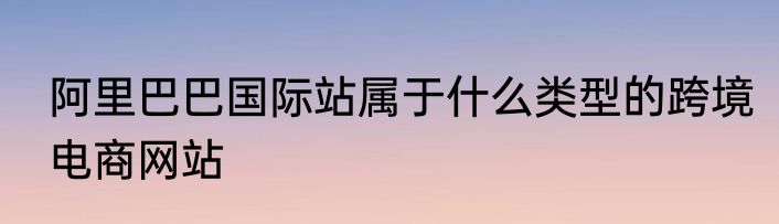 阿里巴巴国际站属于什么类型的跨境电商网站