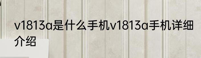 v1813a是什么手机v1813a手机详细介绍