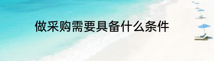 做采购需要具备什么条件