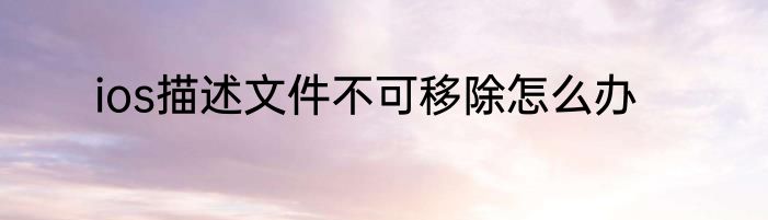 ios描述文件不可移除怎么办