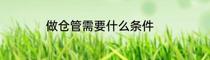 做仓管需要什么条件
