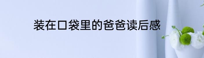 装在口袋里的爸爸读后感
