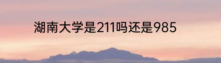 湖南大学是211吗还是985