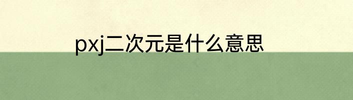pxj二次元是什么意思