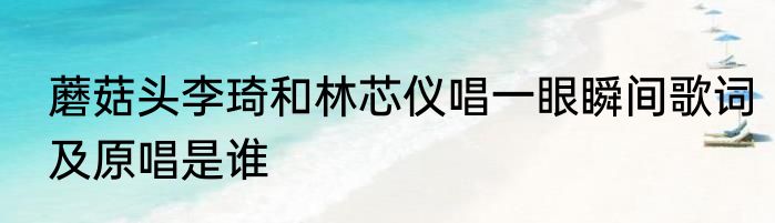蘑菇头李琦和林芯仪唱一眼瞬间歌词及原唱是谁