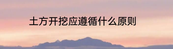 土方开挖应遵循什么原则