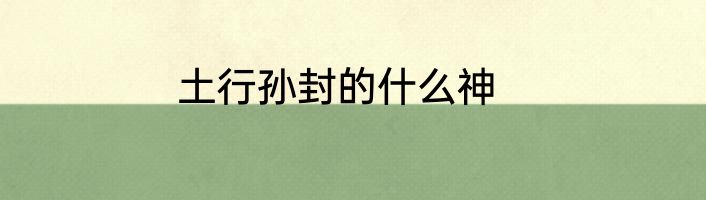 土行孙封的什么神