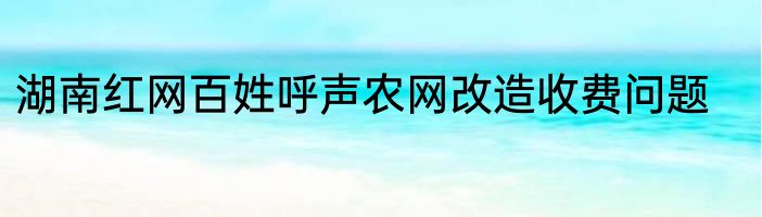 湖南红网百姓呼声农网改造收费问题