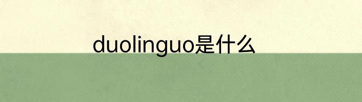 duolinguo是什么