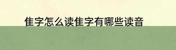 隹字怎么读隹字有哪些读音