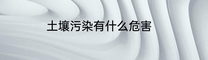 土壤污染有什么危害