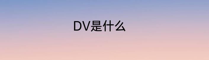 DV是什么