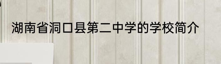 湖南省洞口县第二中学的学校简介