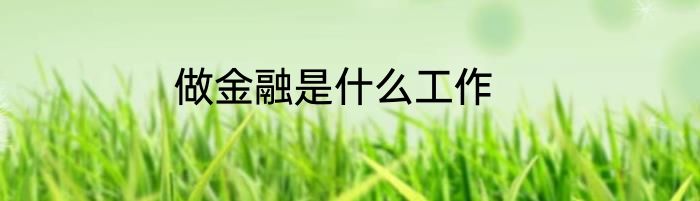做金融是什么工作