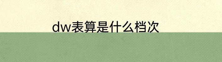dw表算是什么档次