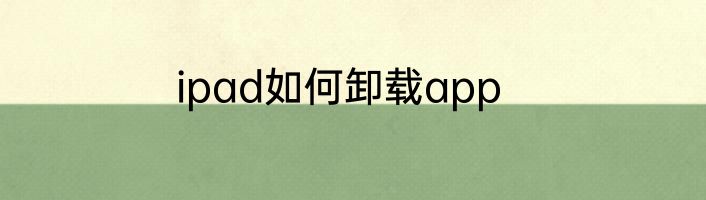 ipad如何卸载app
