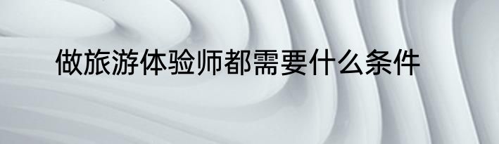 做旅游体验师都需要什么条件