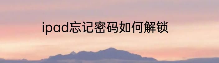 ipad忘记密码如何解锁