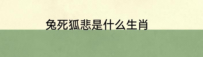 兔死狐悲是什么生肖