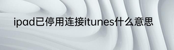 ipad已停用连接itunes什么意思