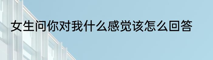 女生问你对我什么感觉该怎么回答